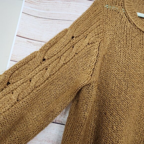 Wooden Ships Sweater Mohair Wool Cable Knit Brown Women's Size M/L - Picture 3 of 14